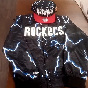 Mitchell And Ness Swingman Houston Rockets Lightning Jacket & Hat